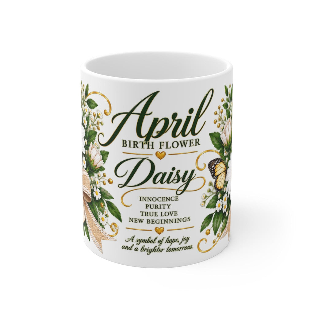 April Daisy Birth Flower Mug | April Birthstone Floral Coffee Cup