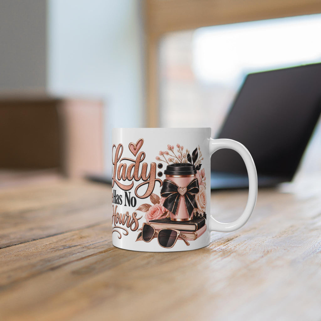 Boss Lady Office Hustle Mug, Floral Makeup Design