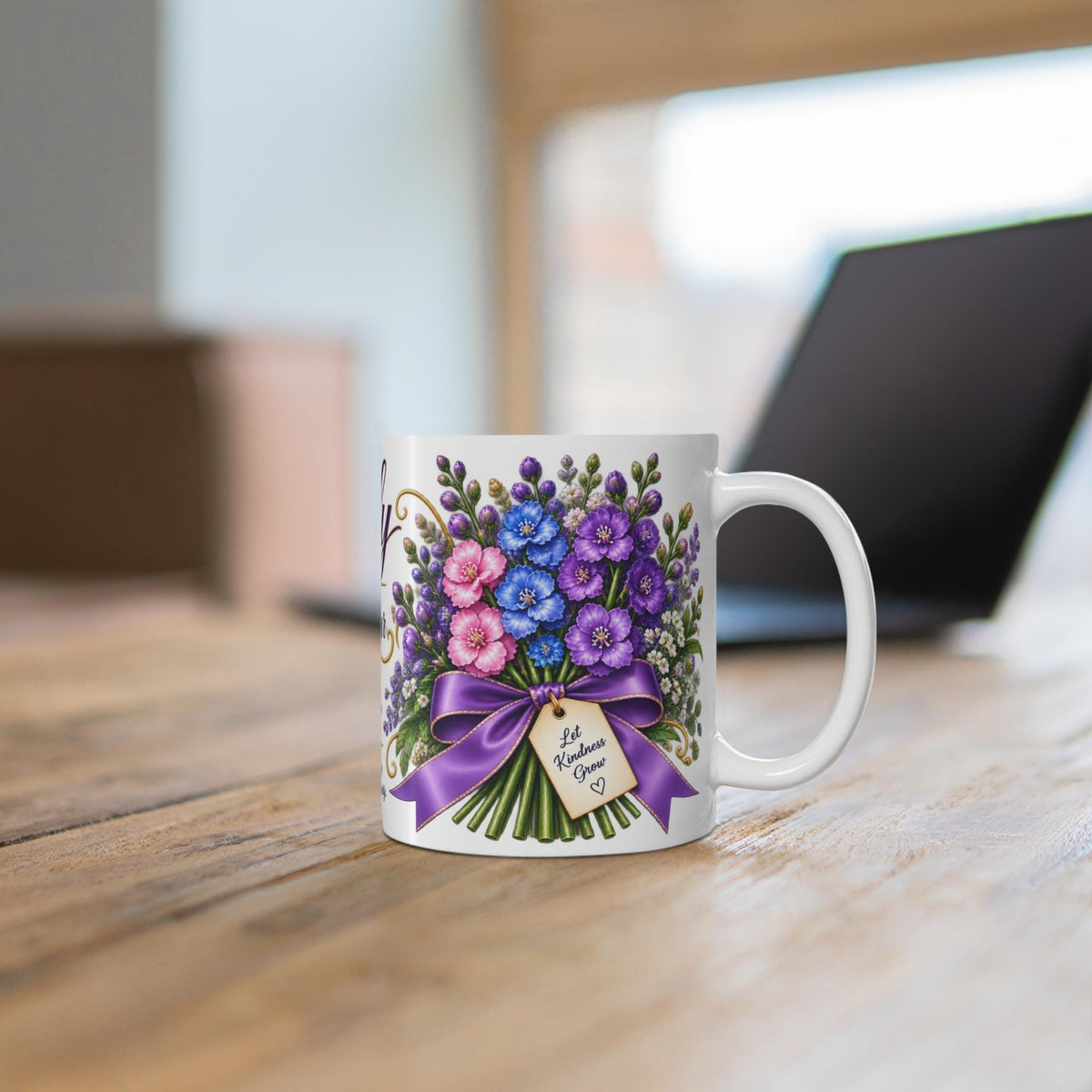 July Larkspur Mug | Birth Flower Bouquet, Floral Birthmonth Coffee Cup