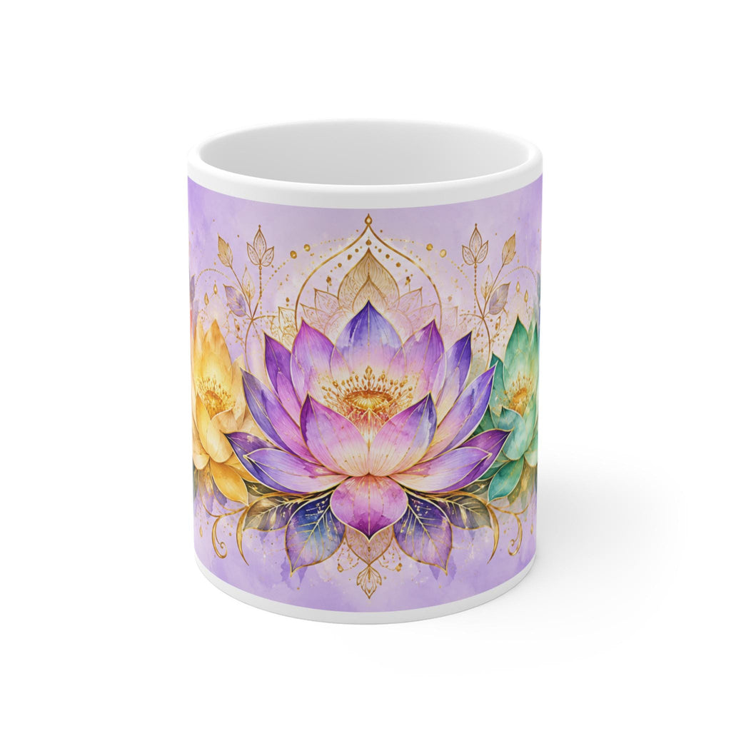 Watercolor Lotus Flowers Mug | Chakra Floral Lotus Pattern