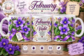 February Violet Birth Flower Mug | Hand-illustrated Floral Ceramic (11oz)