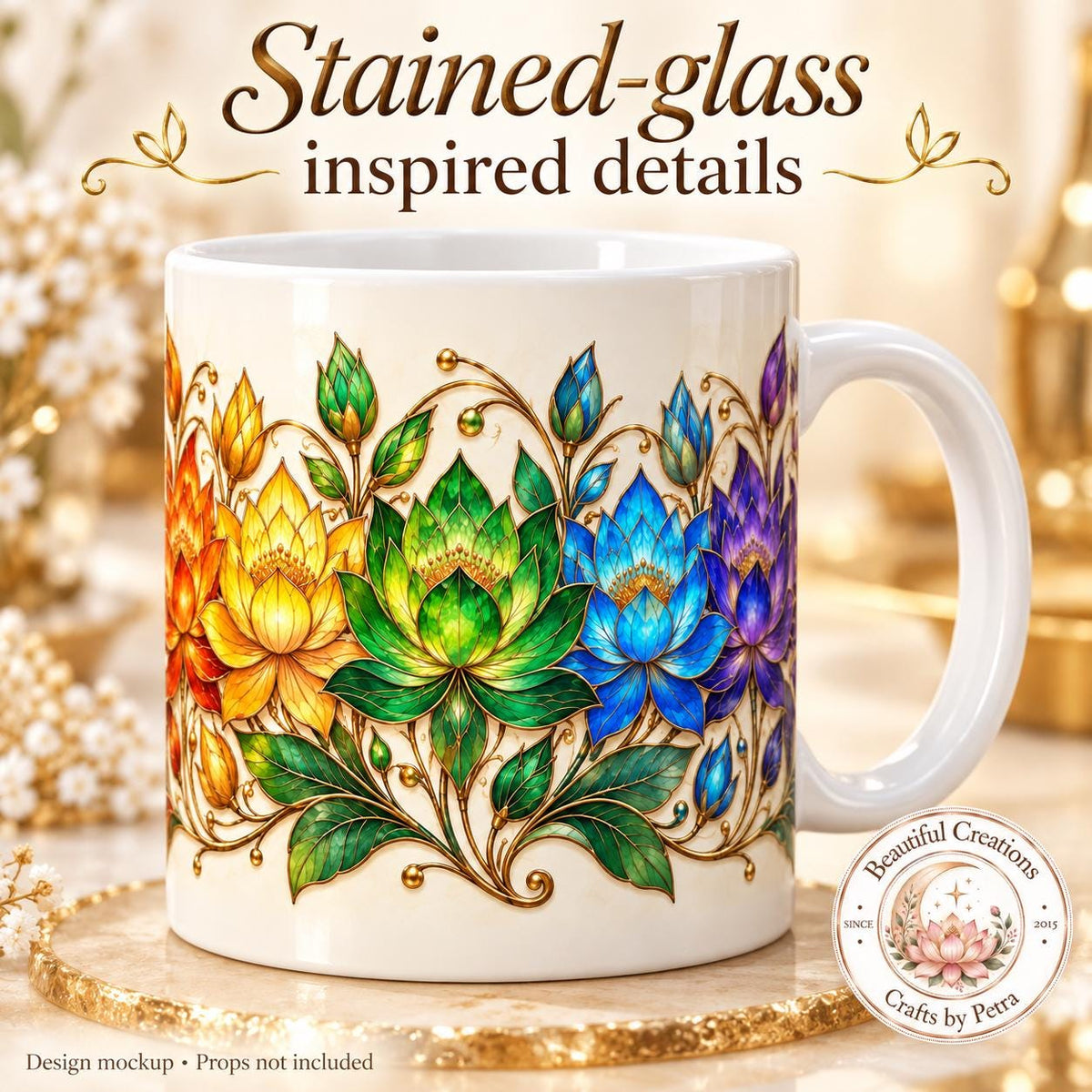 Rainbow Lotus Floral Mug | Colorful Lotus Flower Design