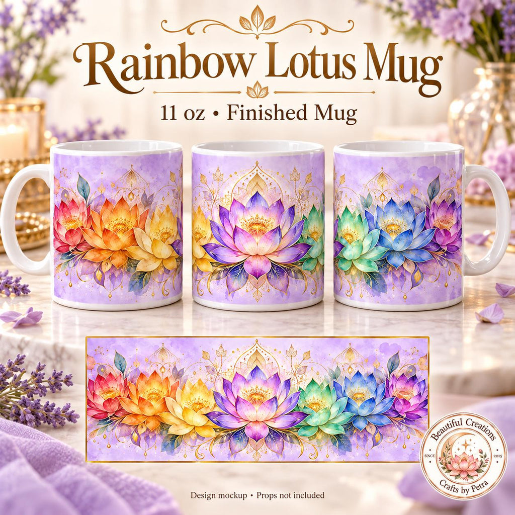 Watercolor Lotus Flowers Mug | Chakra Floral Lotus Pattern