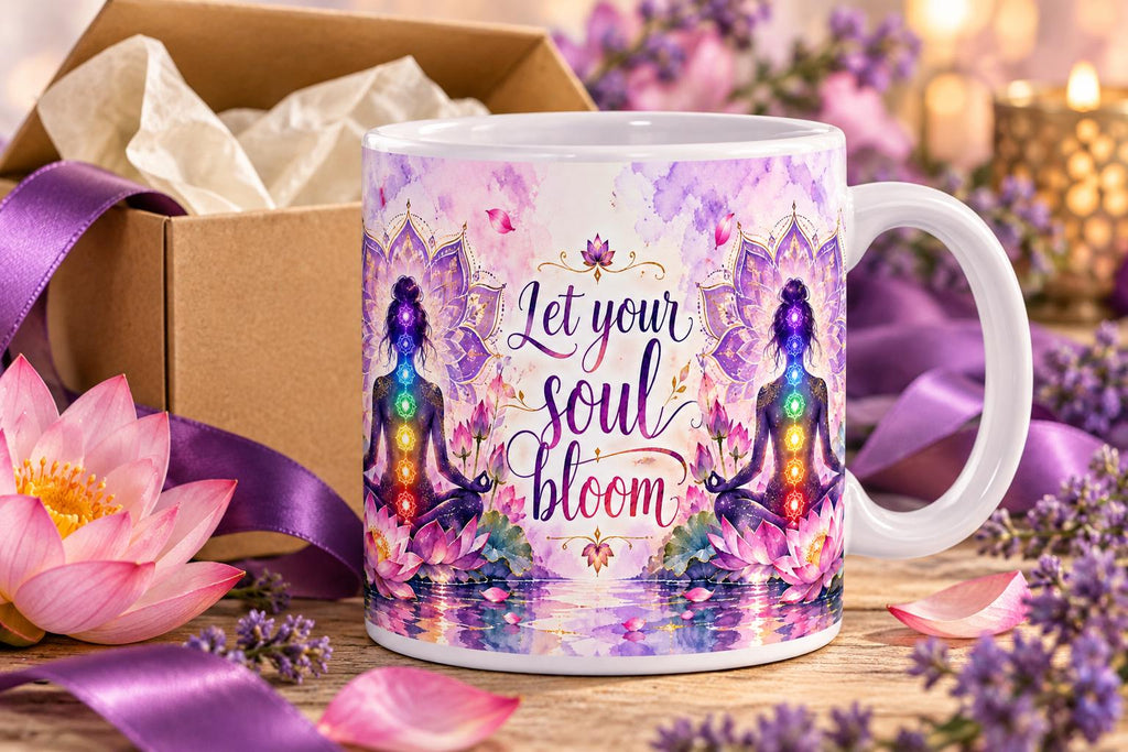 Let Your Soul Bloom mug | Chakra Meditation Floral 11oz