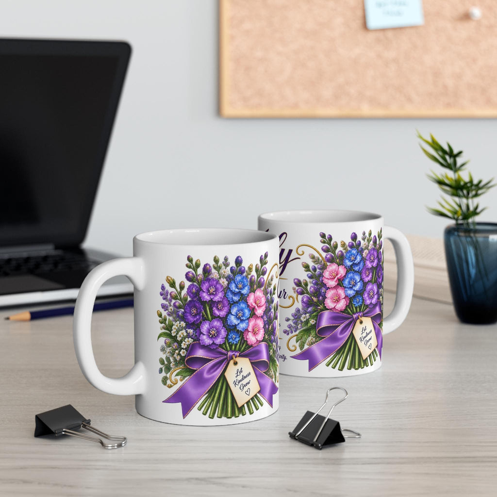 July Larkspur Mug | Birth Flower Bouquet, Floral Birthmonth Coffee Cup