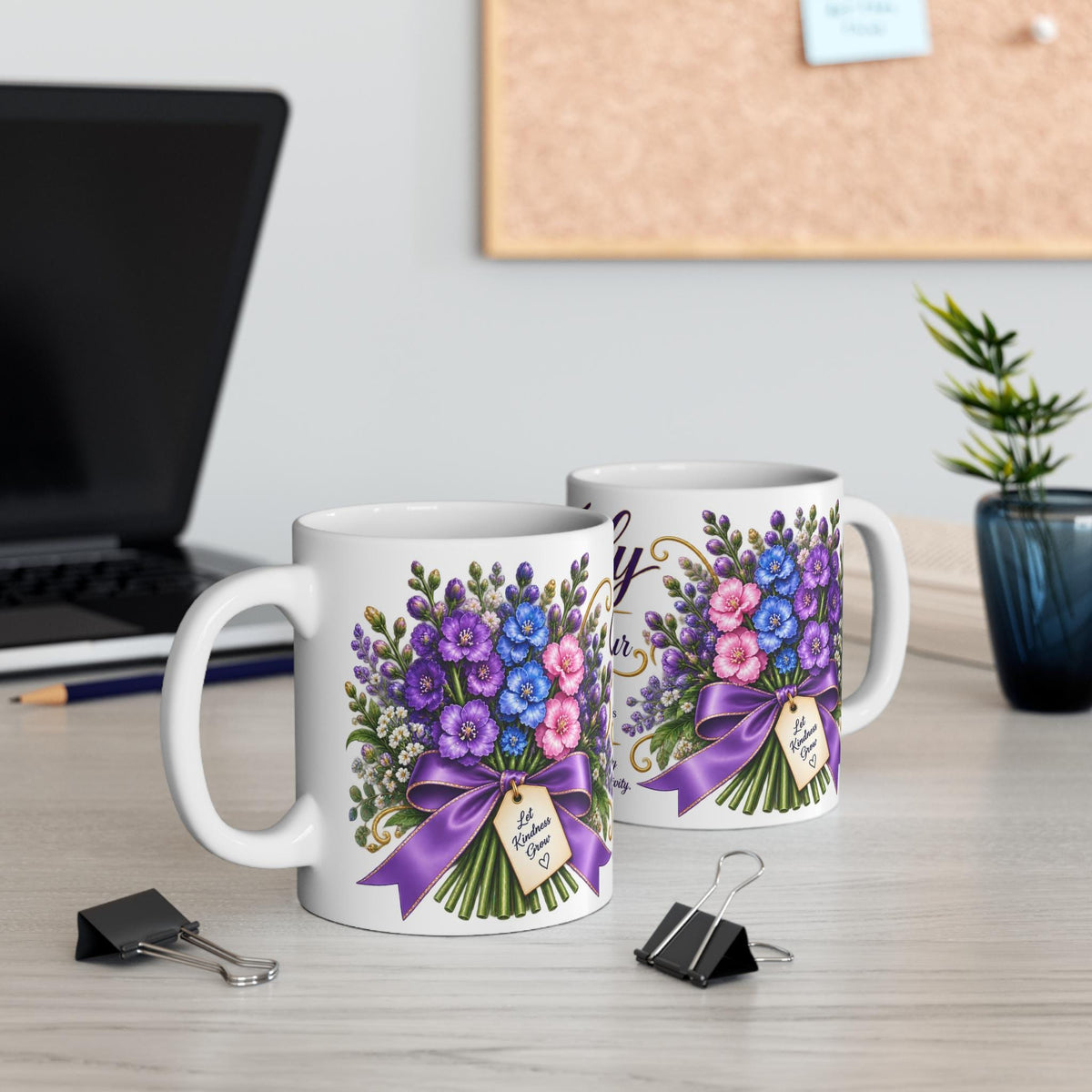 July Larkspur Mug | Birth Flower Bouquet, Floral Birthmonth Coffee Cup