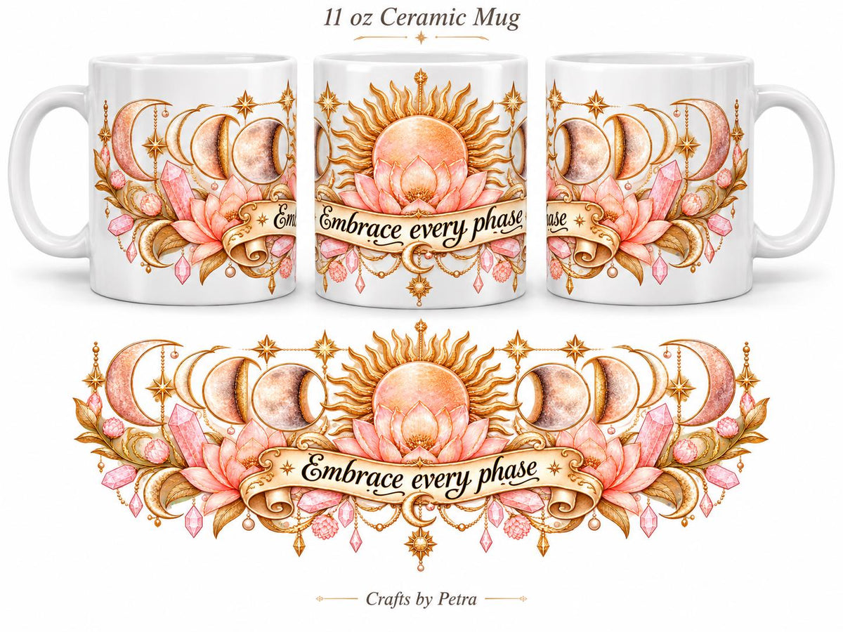 Moon Phase Lotus Embrace Every Phase Mug