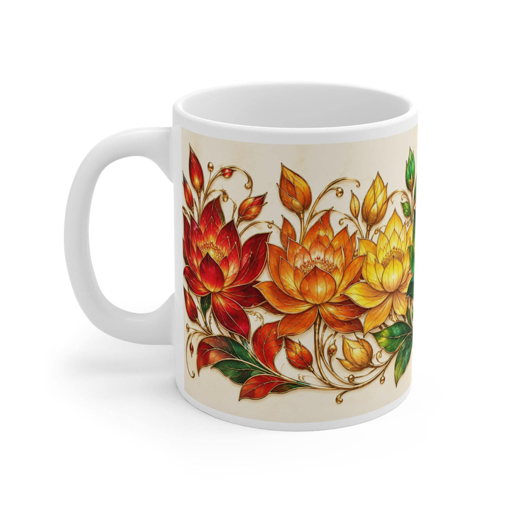 Rainbow Lotus Floral Mug | Colorful Lotus Flower Design