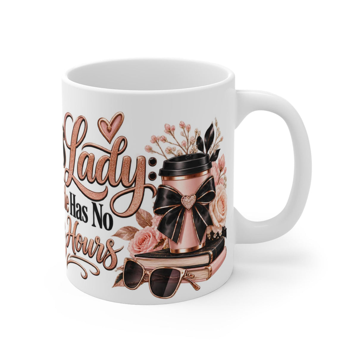 Boss Lady Office Hustle Mug, Floral Makeup Design