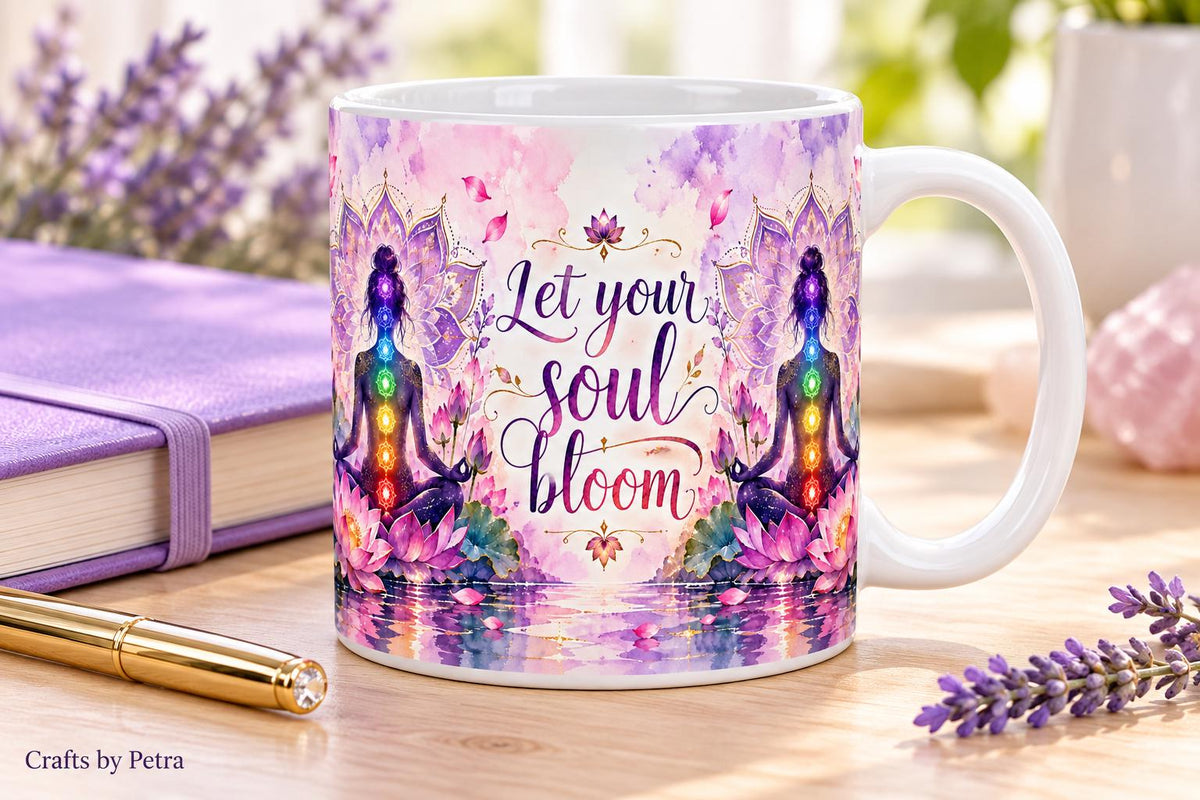 Let Your Soul Bloom mug | Chakra Meditation Floral 11oz