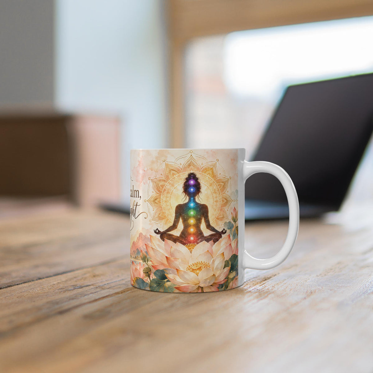 Chakra Yoga Lotus Mug | Rooted in Calm Rising in Light