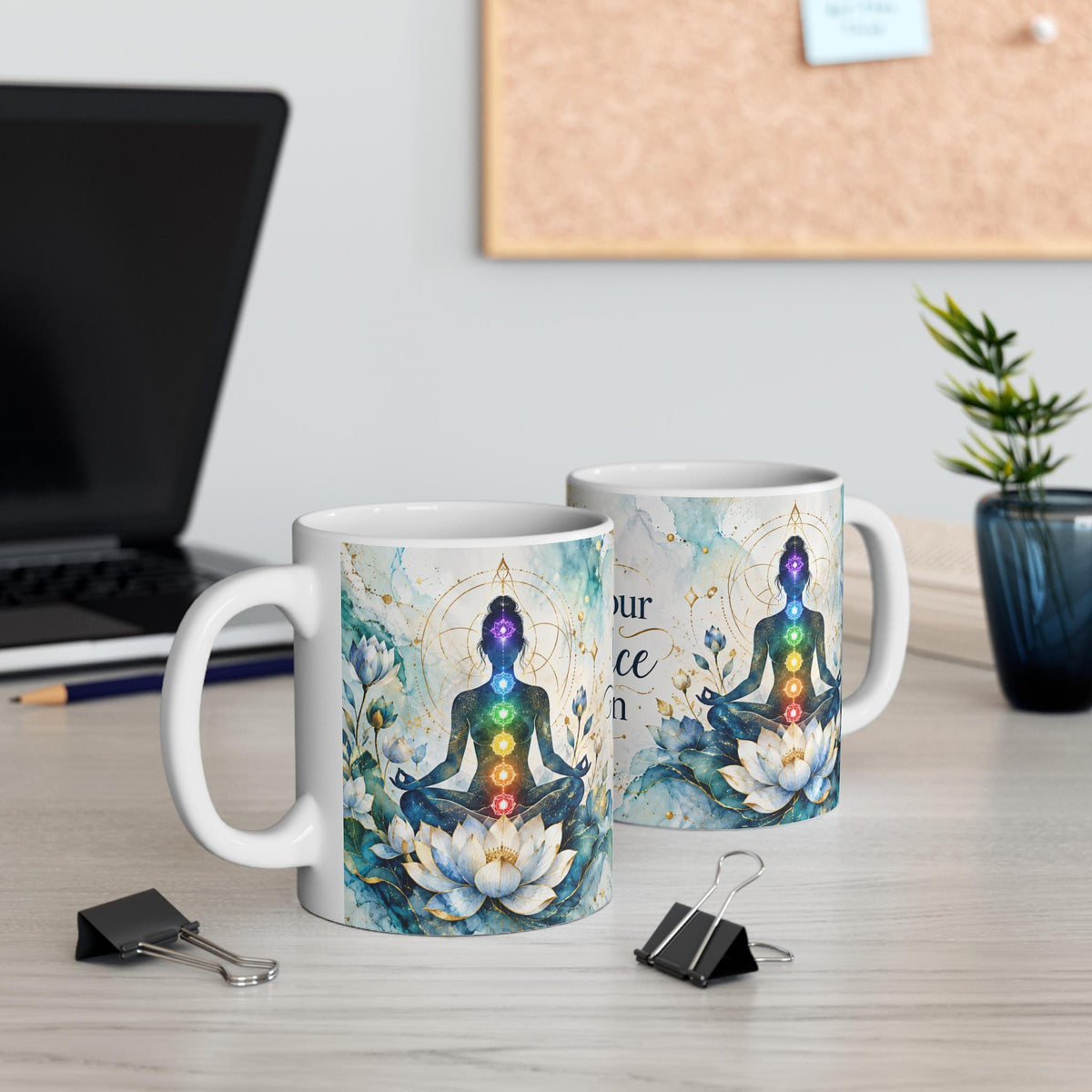 Find Your Balance Within Mug, Meditation Chakra Lotus Design