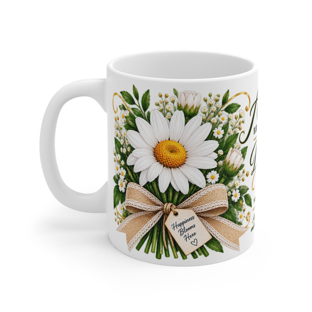 April Daisy Birth Flower Mug | April Birthstone Floral Coffee Cup