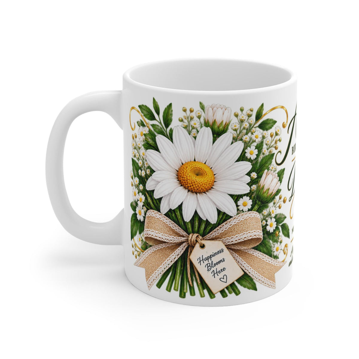 April Daisy Birth Flower Mug | April Birthstone Floral Coffee Cup