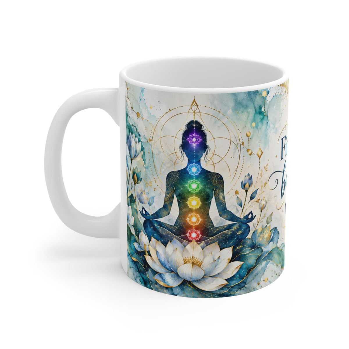 Find Your Balance Within Mug, Meditation Chakra Lotus Design