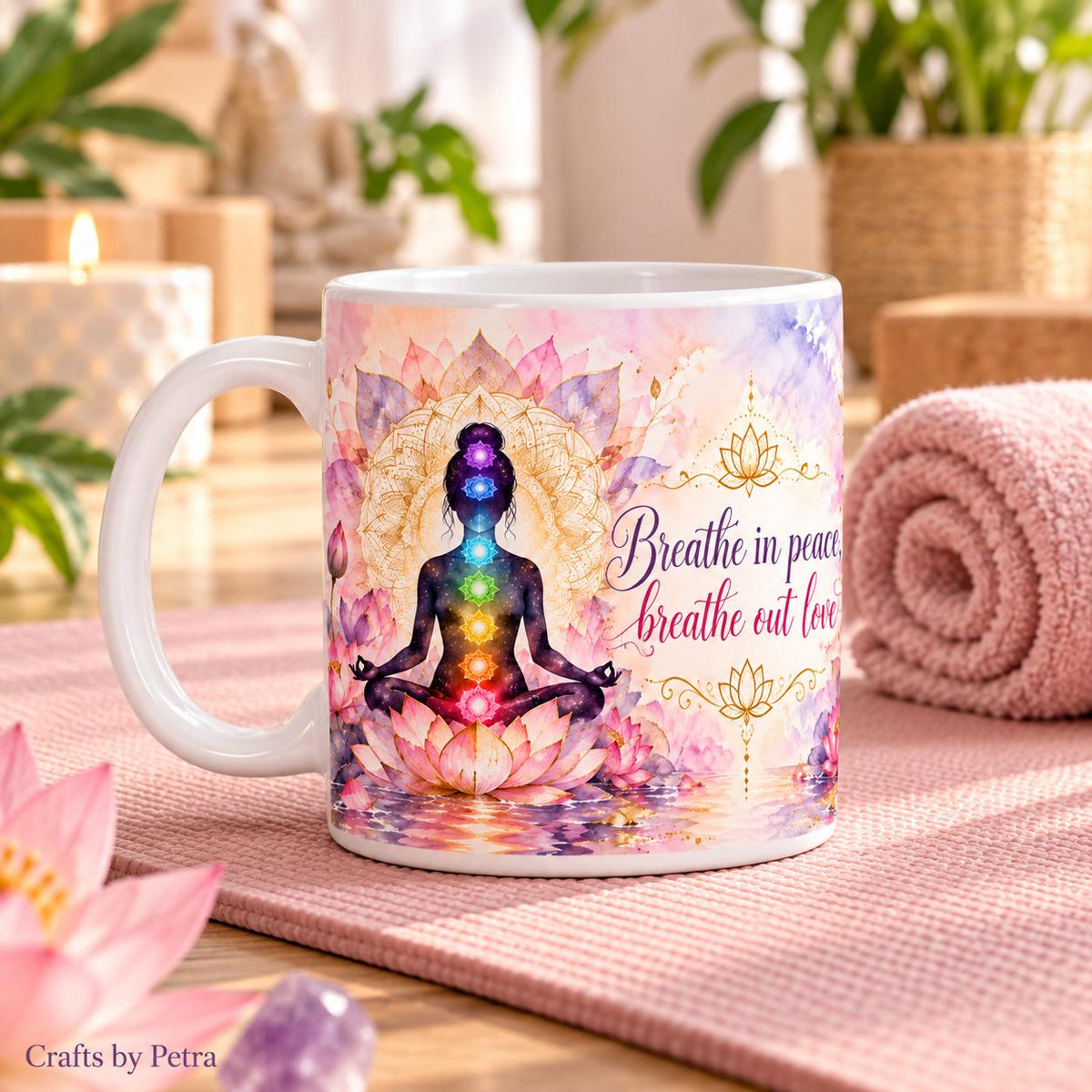 Breathe In Peace Breathe Out Love Meditation Mug