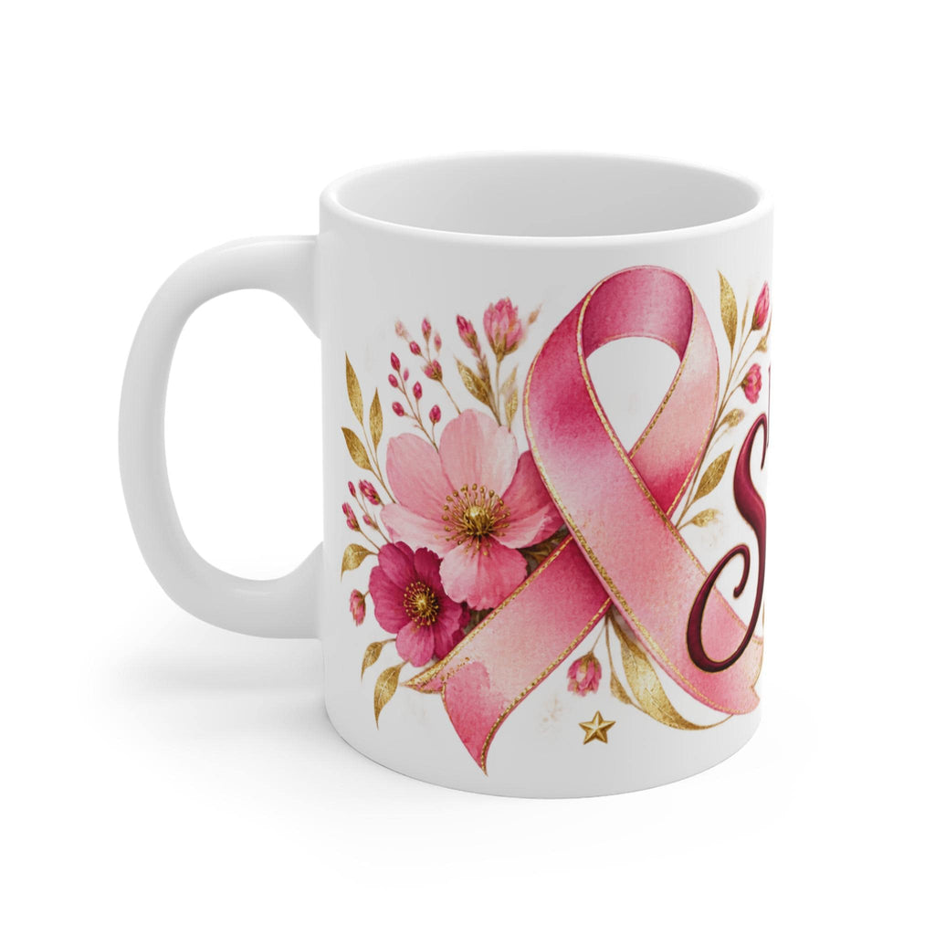 Breast Cancer Survivor Mug | Pink Ribbon Floral Coffee Cup
