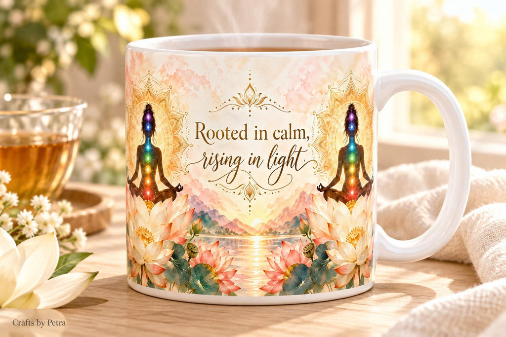 Chakra Yoga Lotus Mug | Rooted in Calm Rising in Light