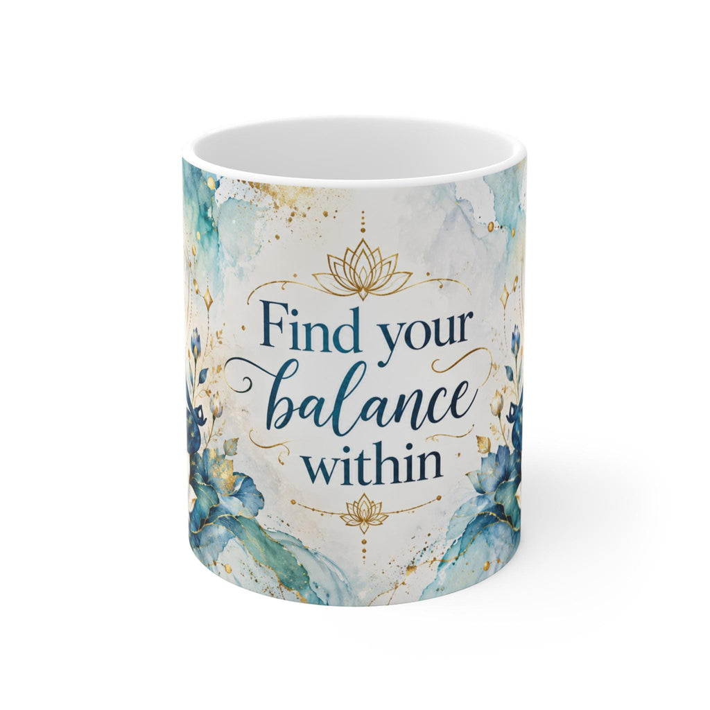 Find Your Balance Within Mug, Meditation Chakra Lotus Design