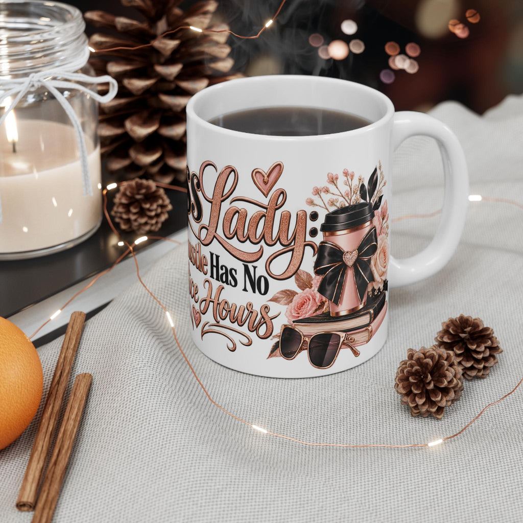 Boss Lady Office Hustle Mug, Floral Makeup Design