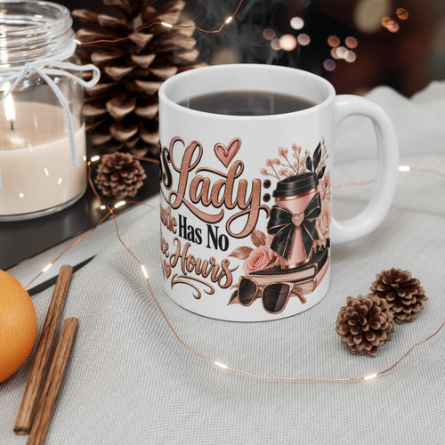 Boss Lady Office Hustle Mug, Floral Makeup Design