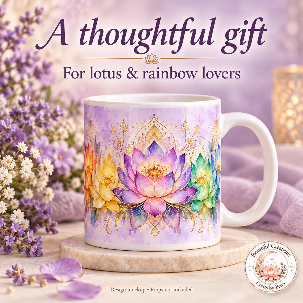 Watercolor Lotus Flowers Mug | Chakra Floral Lotus Pattern