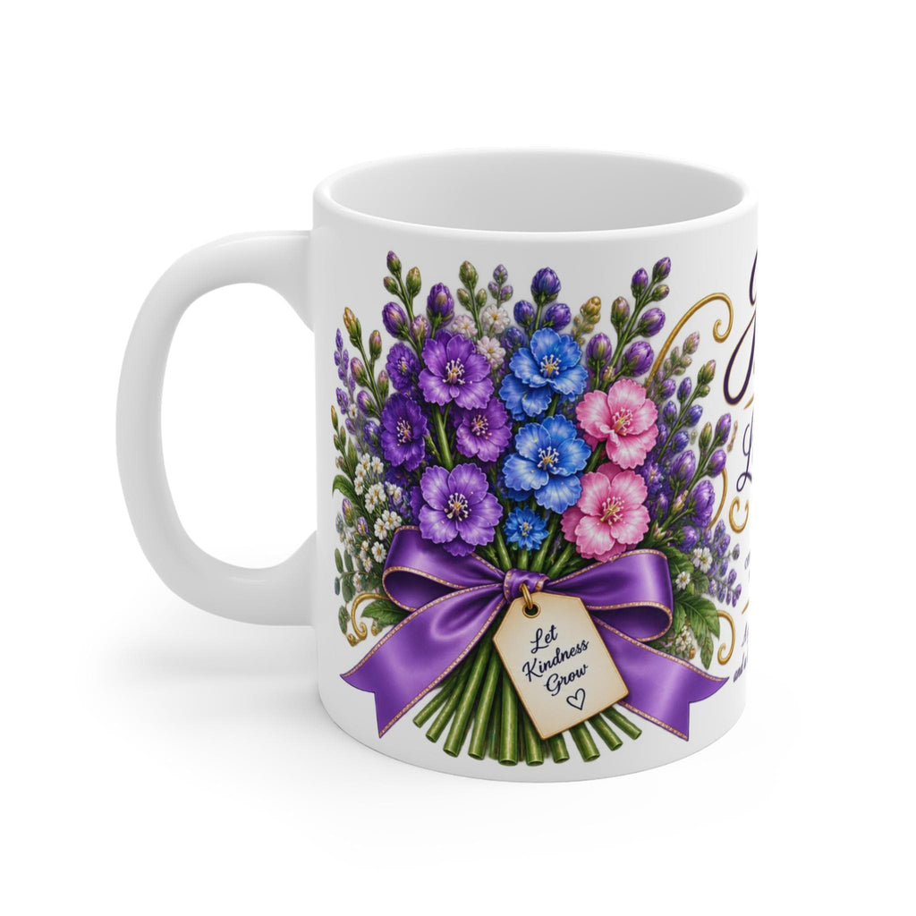July Larkspur Mug | Birth Flower Bouquet, Floral Birthmonth Coffee Cup
