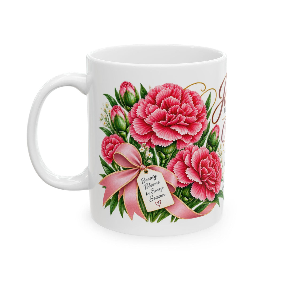 January Birth Flower Carnation Mug | Floral Birth Month Coffee Cup