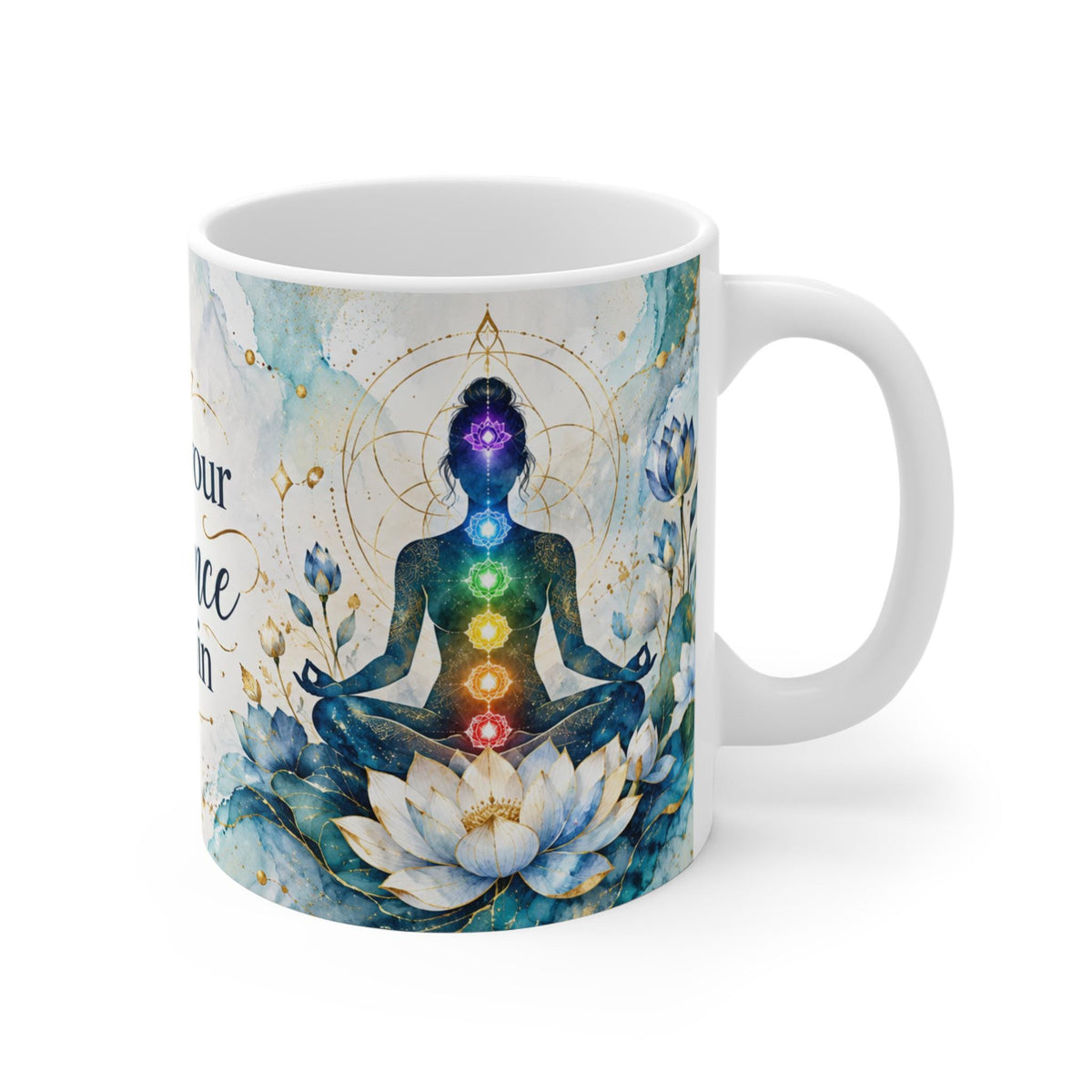 Find Your Balance Within Mug, Meditation Chakra Lotus Design