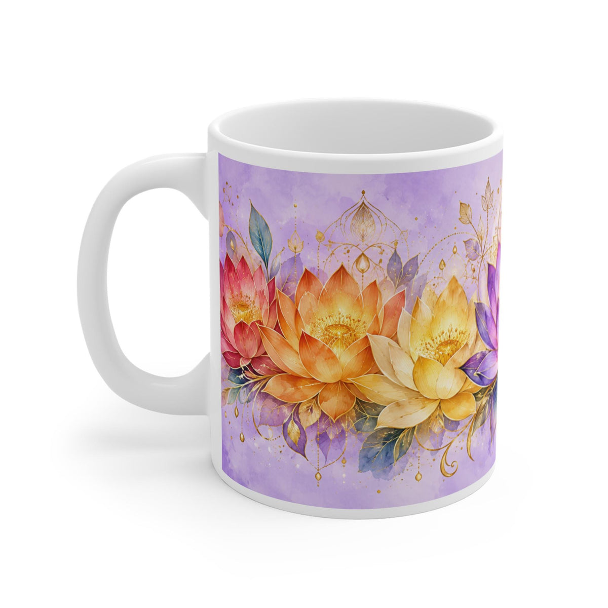 Watercolor Lotus Flowers Mug | Chakra Floral Lotus Pattern