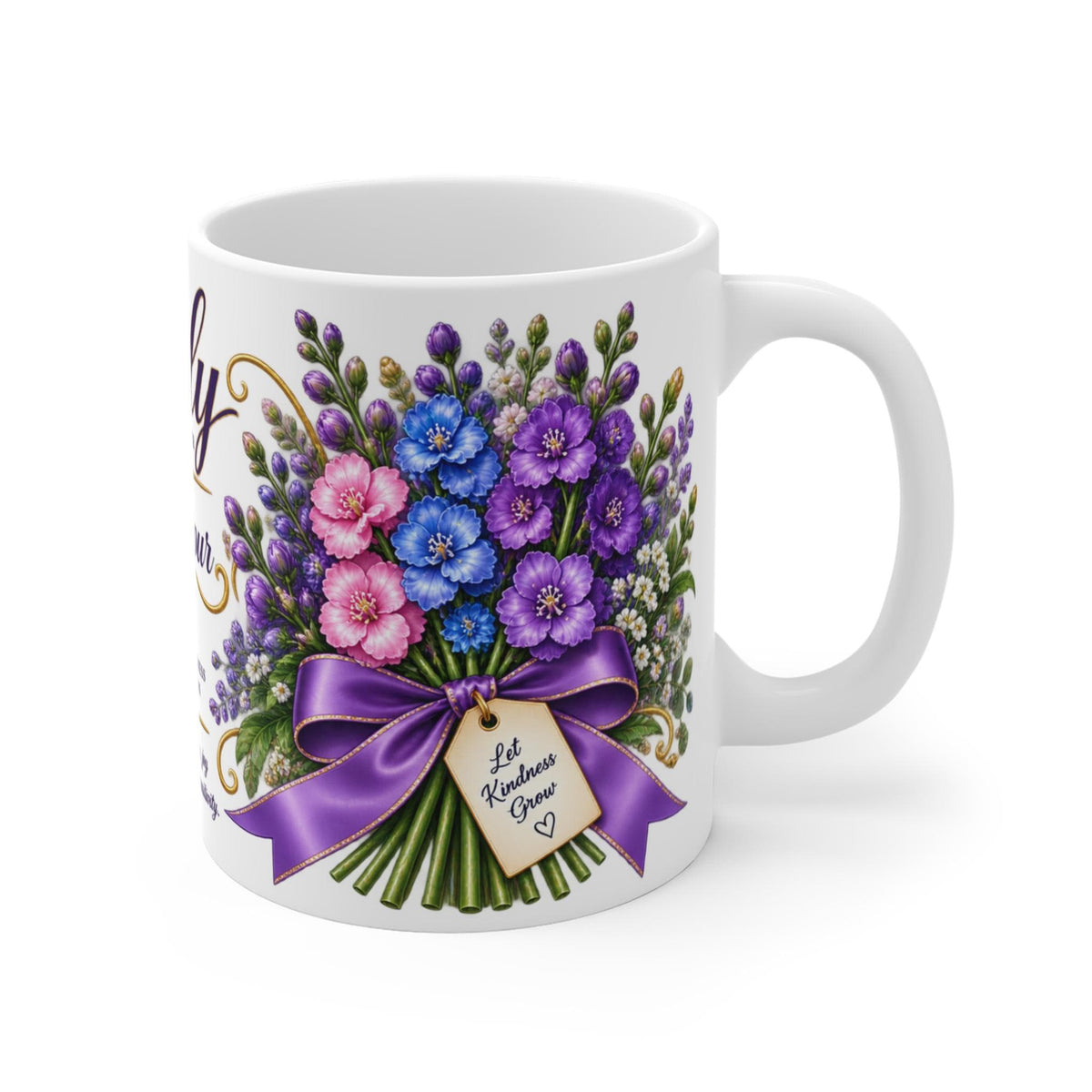 July Larkspur Mug | Birth Flower Bouquet, Floral Birthmonth Coffee Cup