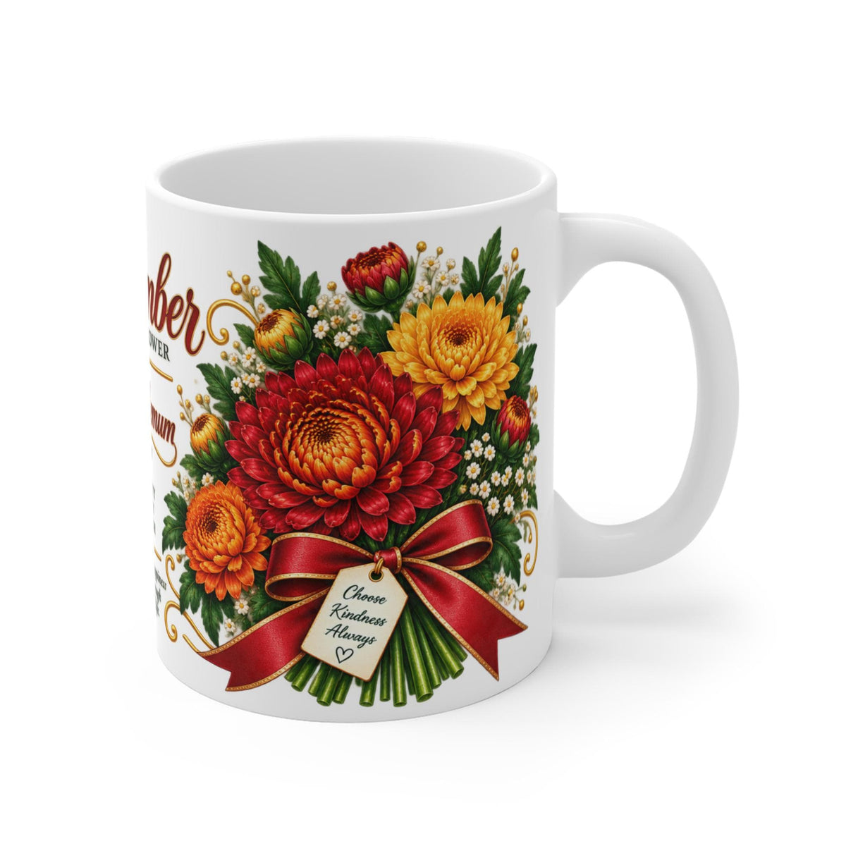 November Chrysanthemum Mug | November Birth Flower, Loyalty Joy Longevity