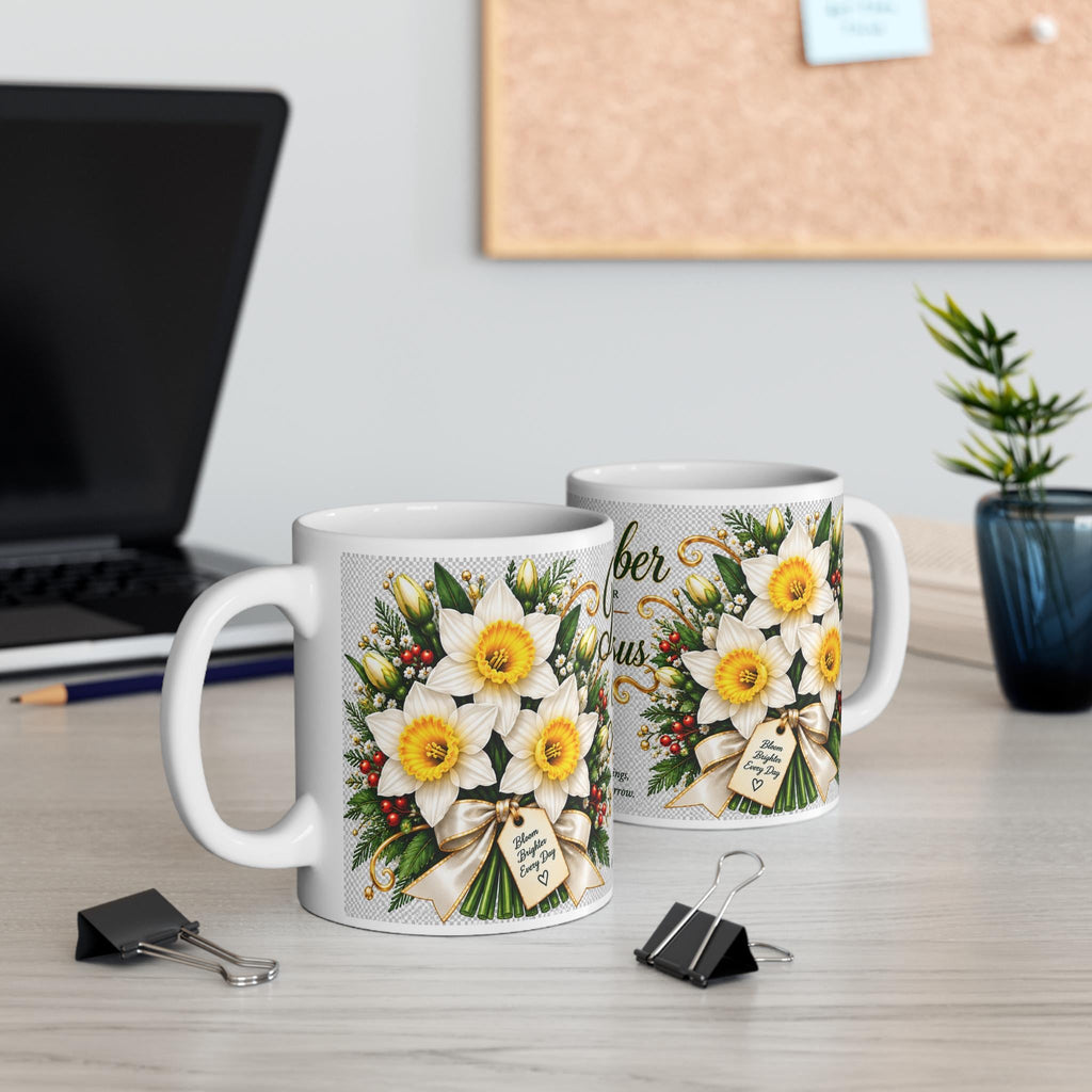 December Narcissus Birth Flower Mug | Daffodil Bouquet, Birth Month Meaning