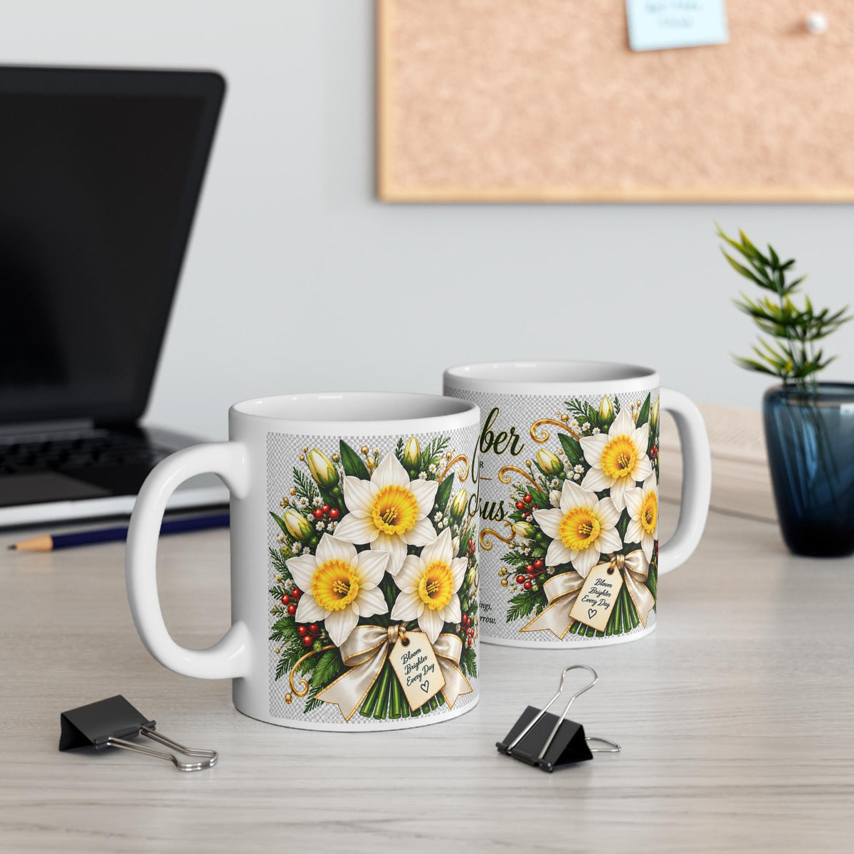 December Narcissus Birth Flower Mug | Daffodil Bouquet, Birth Month Meaning