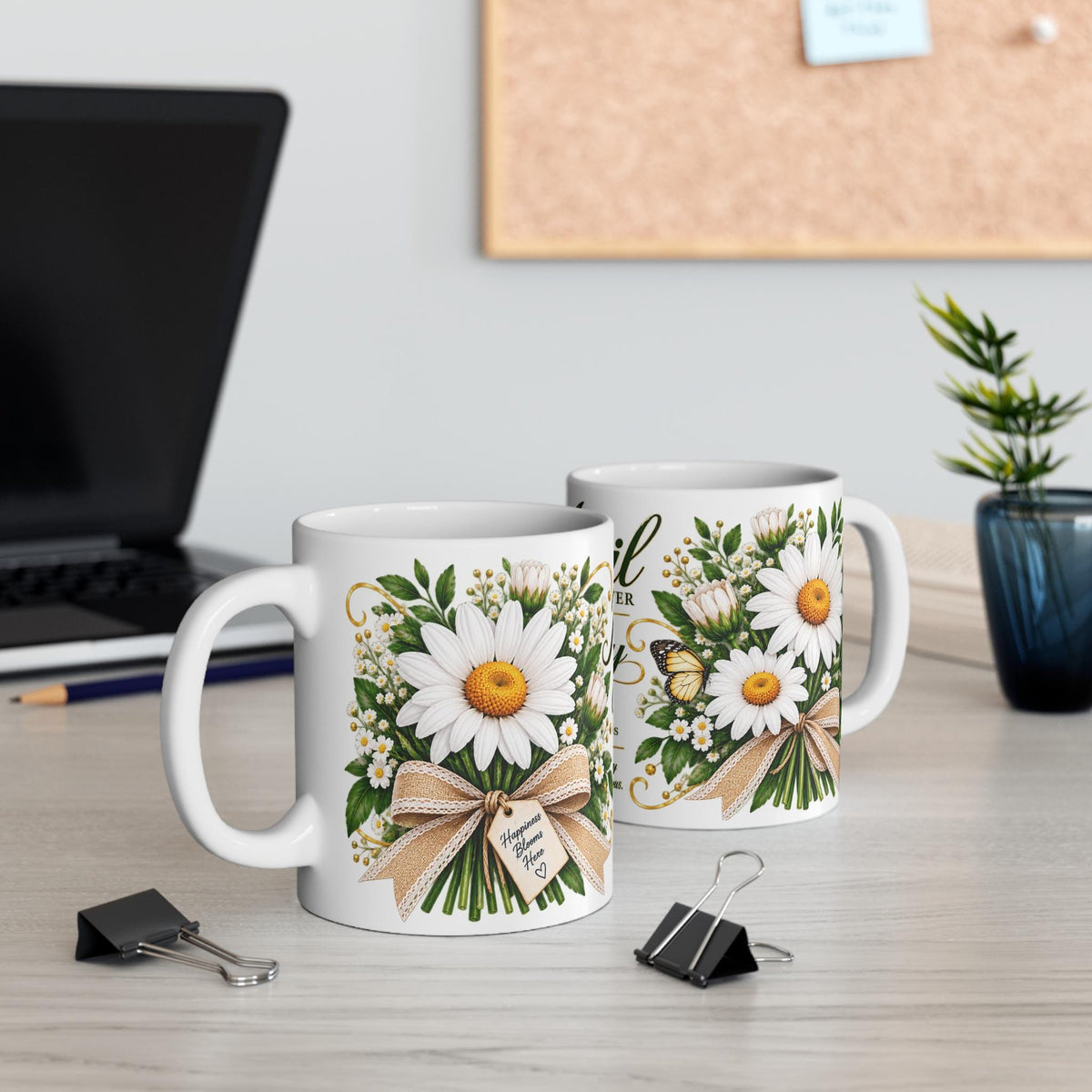 April Daisy Birth Flower Mug | April Birthstone Floral Coffee Cup
