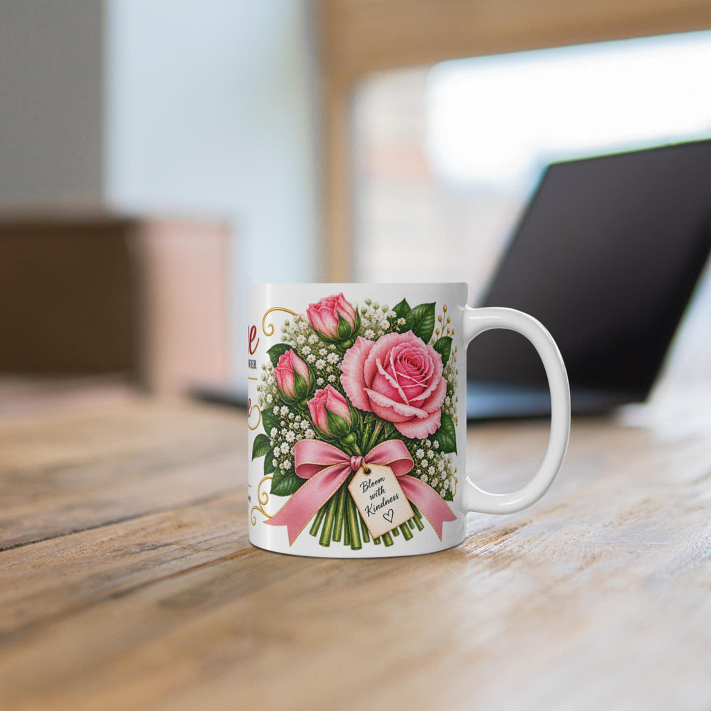 June Birth Flower Rose Mug | Pink Roses Bouquet, Birth Month Meaning