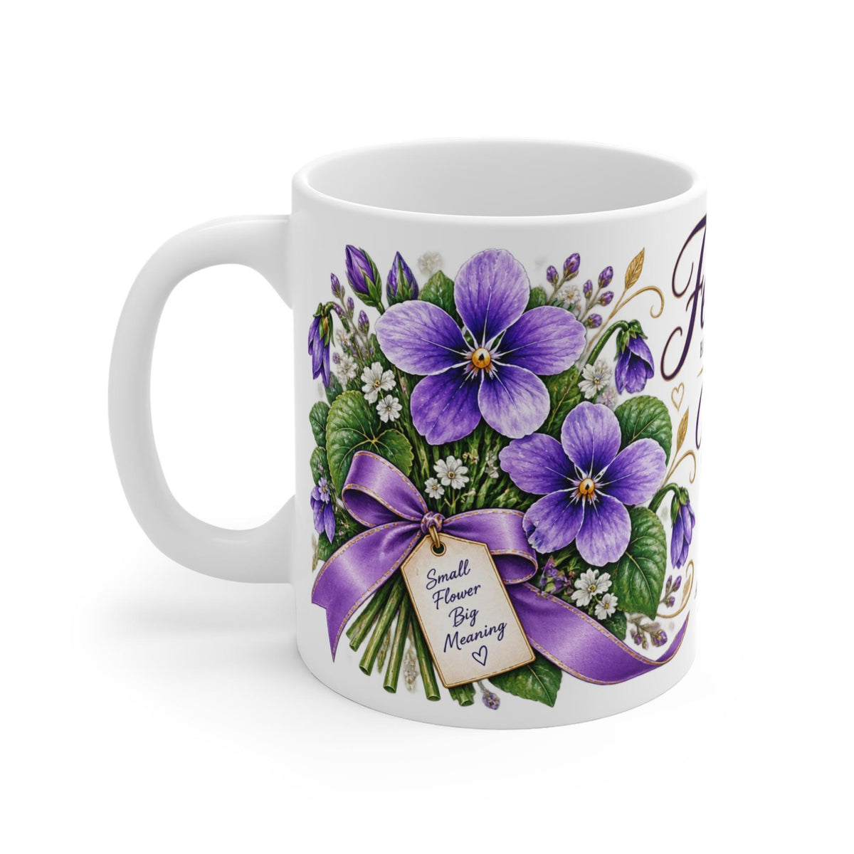February Violet Birth Flower Mug | Hand-illustrated Floral Ceramic (11oz)