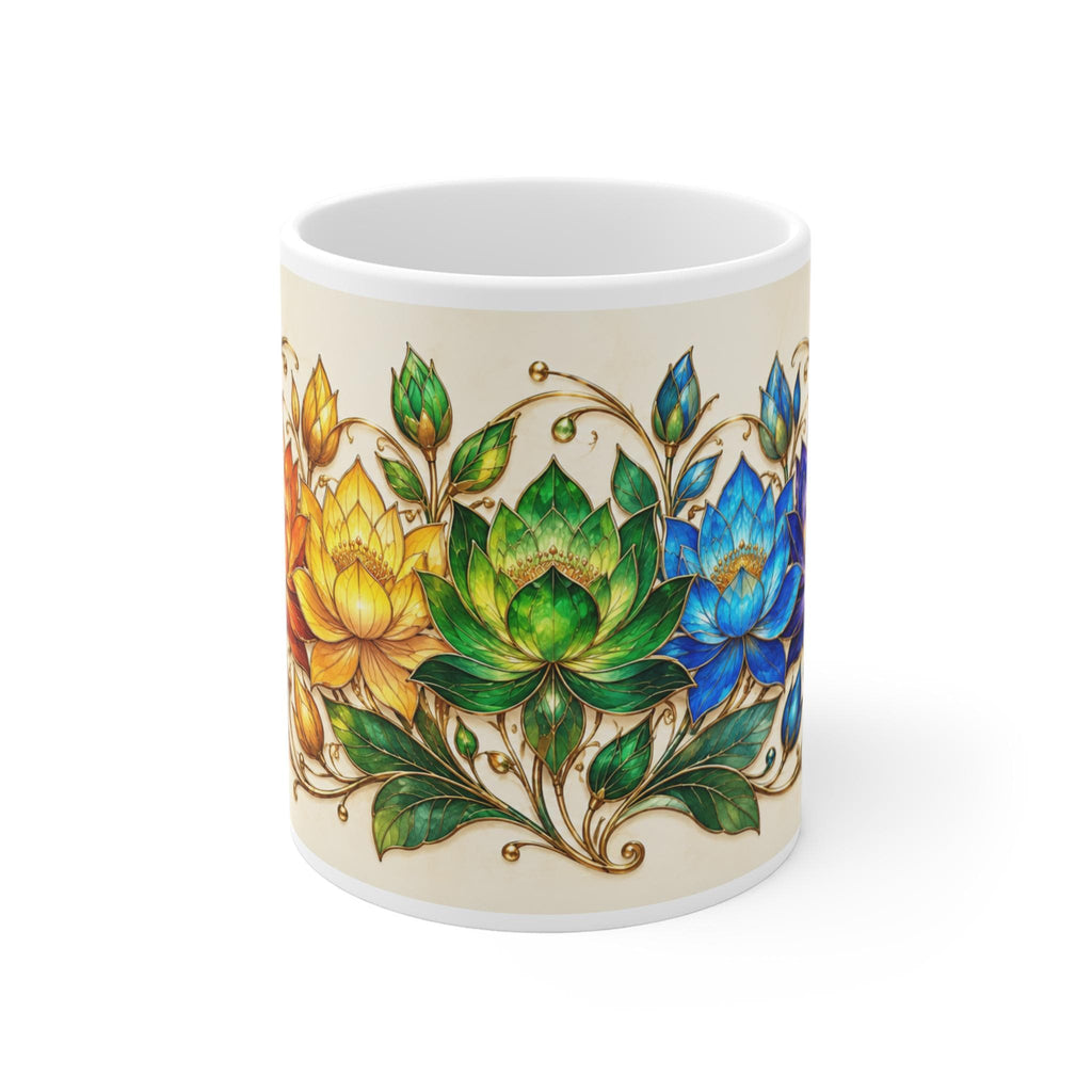 Rainbow Lotus Floral Mug | Colorful Lotus Flower Design