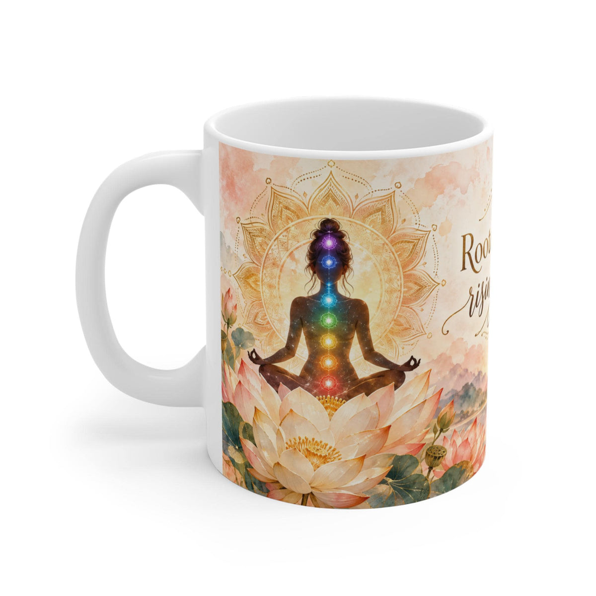 Chakra Yoga Lotus Mug | Rooted in Calm Rising in Light