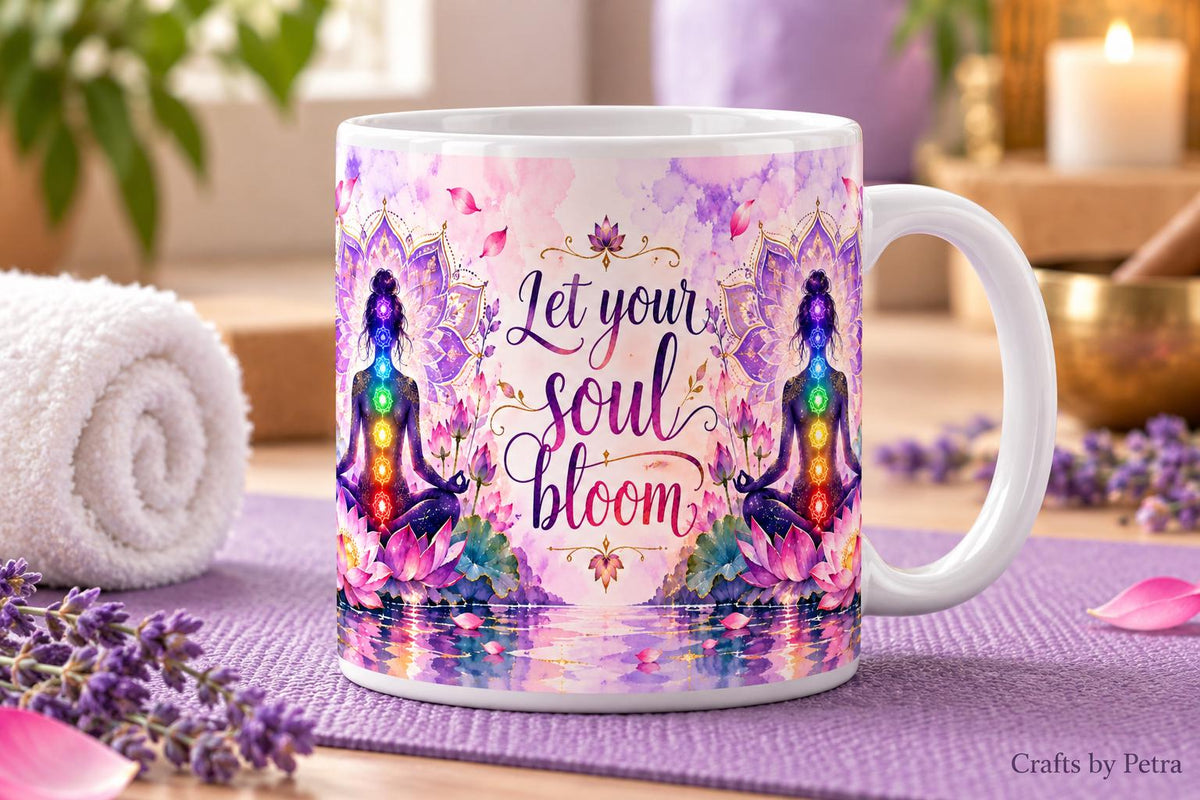 Let Your Soul Bloom mug | Chakra Meditation Floral 11oz