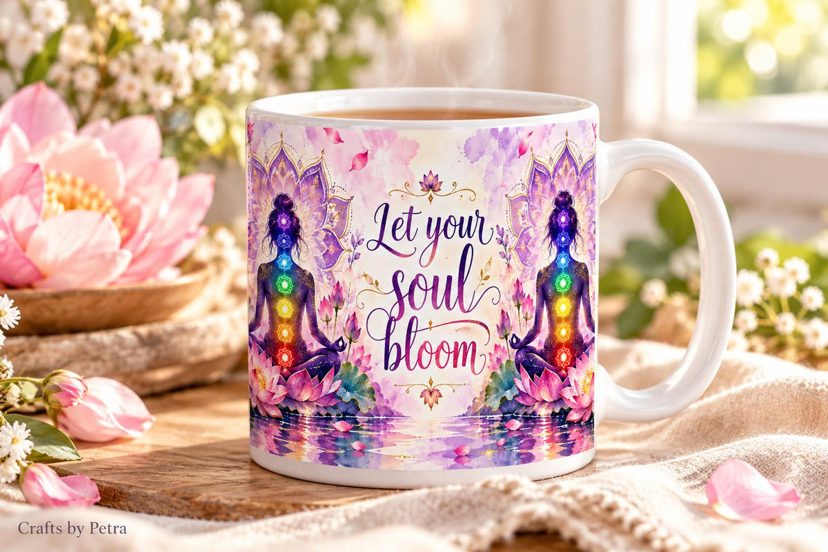 Let Your Soul Bloom mug | Chakra Meditation Floral 11oz