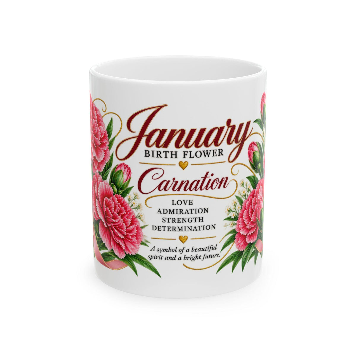 January Birth Flower Carnation Mug | Floral Birth Month Coffee Cup