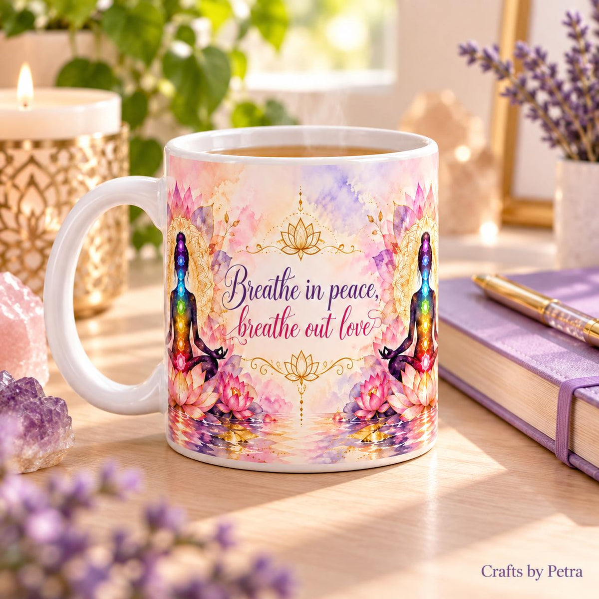 Breathe In Peace Breathe Out Love Meditation Mug
