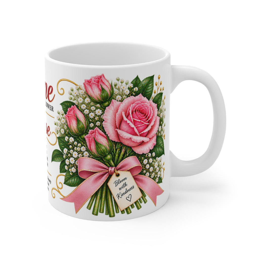 June Birth Flower Rose Mug | Pink Roses Bouquet, Birth Month Meaning