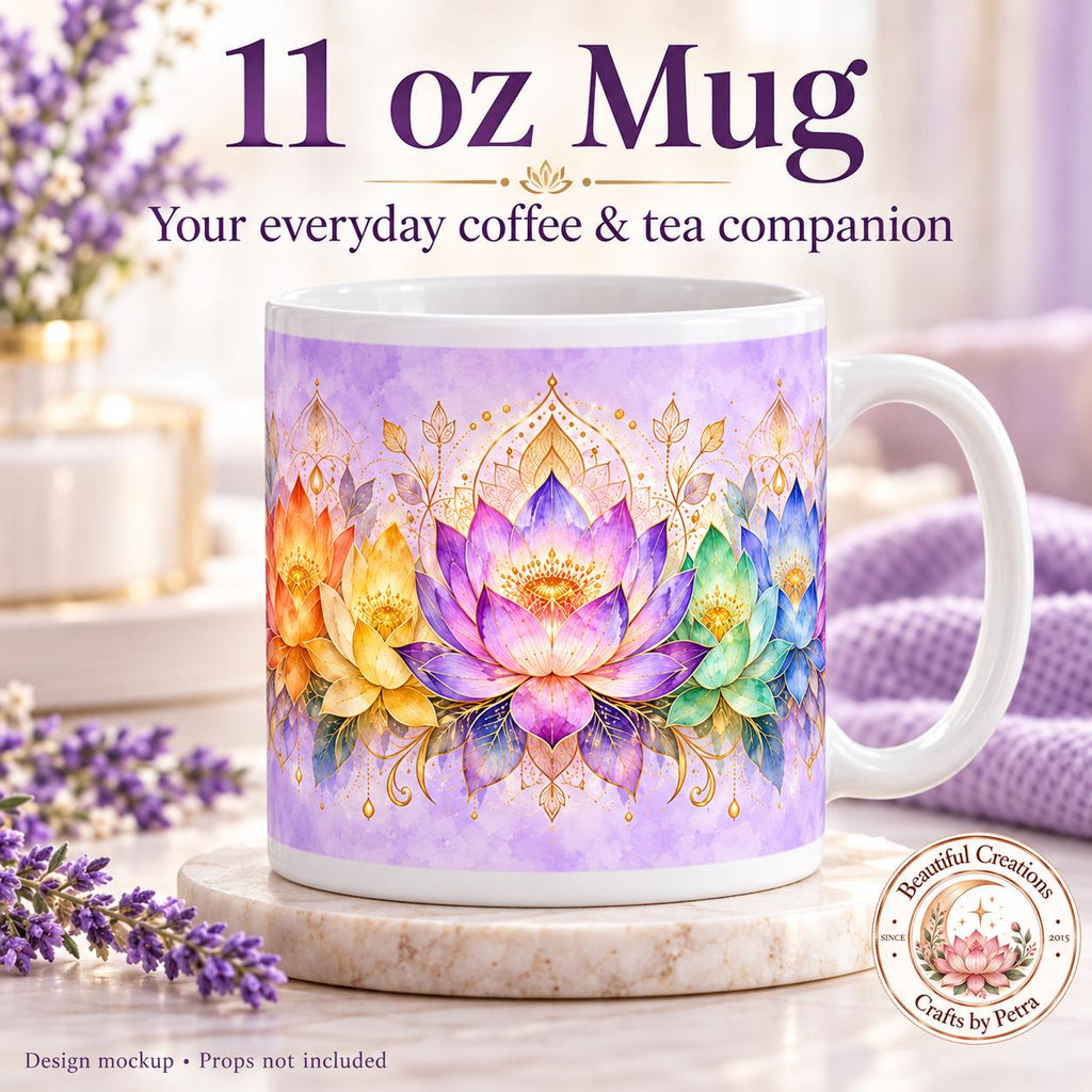 Watercolor Lotus Flowers Mug | Chakra Floral Lotus Pattern