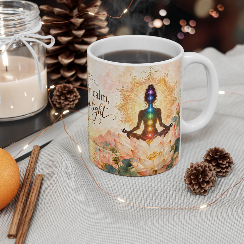 Chakra Yoga Lotus Mug | Rooted in Calm Rising in Light