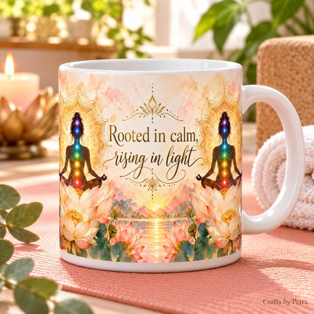 Chakra Yoga Lotus Mug | Rooted in Calm Rising in Light
