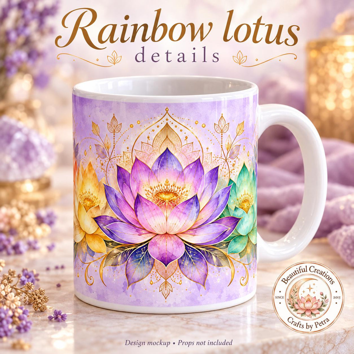 Watercolor Lotus Flowers Mug | Chakra Floral Lotus Pattern